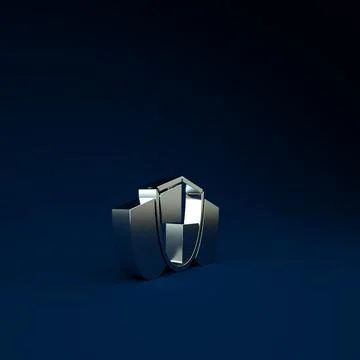 Silver Shield icon isolated on blue background. Guard sign. Security, safety, Stock Illustration