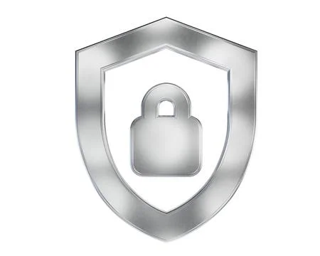 Silver shield with lock symbolizing digital security Stock Illustration