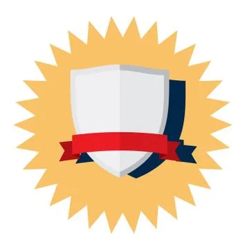 Silver Shield with red ribbon vector icon Stock Illustration