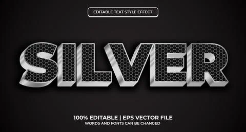 Silver Shine Editable Premium Text Style Effect Stock Illustration