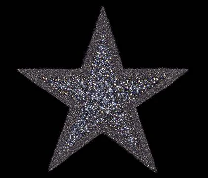 Silver shining star on black background closeup Stock Illustration