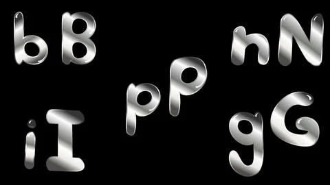 Silver shiny alphabet pack4 Stock Illustration
