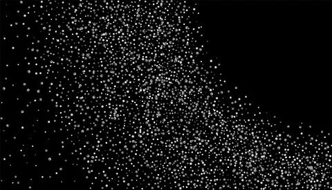 Silver shiny sand, confetti on a black background. Small round particles. Fes Stock Illustration
