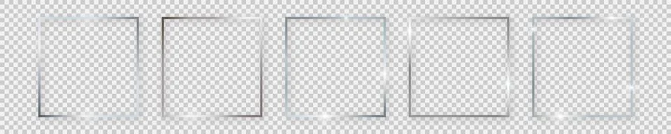 Silver shiny square frame with glowing effects Stock Illustration