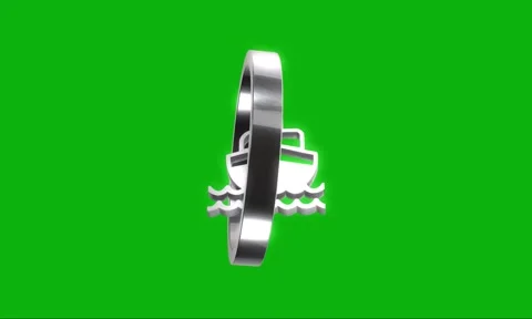 Silver ship icon rotates on green screen background, transportation symbol .. Stock Footage 346499613