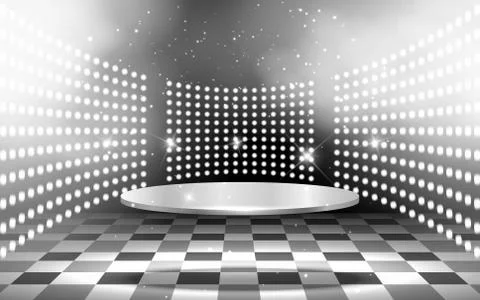 Silver showcase with white light on the stage Stock Illustration