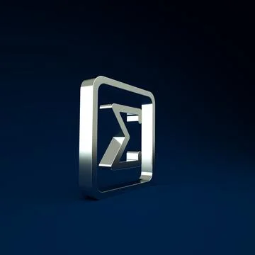 Silver Sigma symbol icon isolated on blue background. Minimalism concept. 3d  Stock Illustration