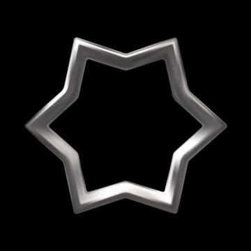 Silver six-pointed star frame realistic 3D vector icon, chrome space galaxy Stock Illustration