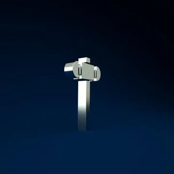 Silver Sledgehammer icon isolated on blue background. Minimalism concept. 3d  스톡 일러스트