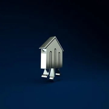 Silver Smart home icon isolated on blue background. Remote control. Minimalis Ilustración de archivo