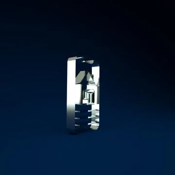 Silver Smart home icon isolated on blue background. Remote control. Minimalis Ilustración de archivo