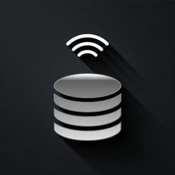 Silver Smart Server, Data, Web Hosting icon isolated on black background Stock Illustration