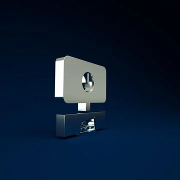 Silver Smart Tv time icon isolated on blue background. Television sign. Minim Stock Illustration