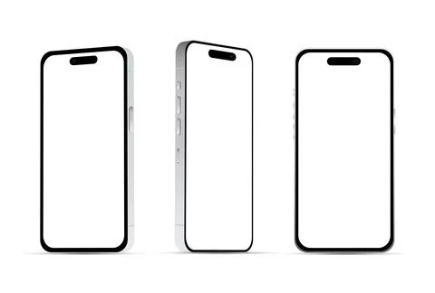 Silver smartphone 14 models, new IT industry, mockup for web design on a white Stock Illustration