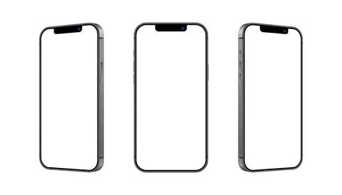 Silver Smartphone Mockup Set with Three Realistic Blank Mobile Phone Screens Stockillustratie