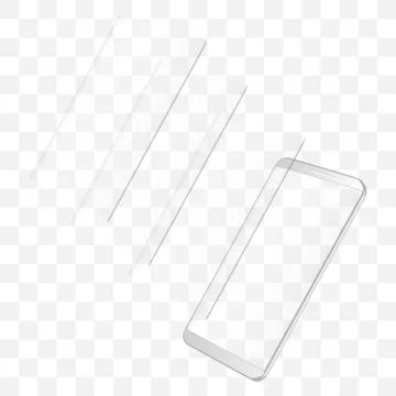 Silver smartphone with a set of blank screens on a transparent background Stock Illustration