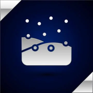 Silver Snowfall icon isolated on dark blue background. Snow falling winter Illustrazione stock
