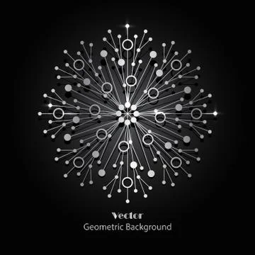 Silver snowflake made of connected lines and dots Stock Illustration