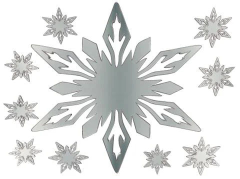 Silver snowflake on white background Stock Photos