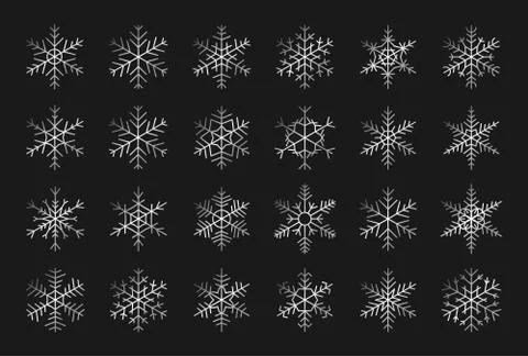 Silver snowflakes gradient winter snow set vector Stock Illustration