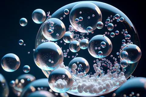 Silver soap bubbles abstract background. Stock Illustration