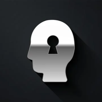 Silver Solution to the problem in psychology icon isolated on black background Illustrazione stock