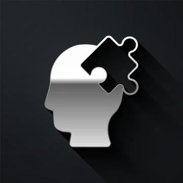 Silver Solution to the problem in psychology icon isolated on black background Stock Illustration