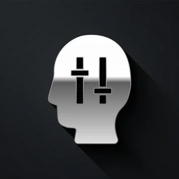 Silver Solution to the problem in psychology icon isolated on black background Illustrazione stock