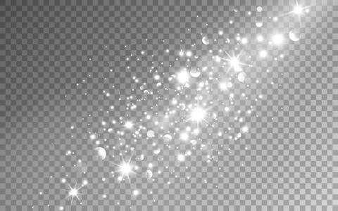 Silver sparkles. White stardust effect. Christmas light with glitter and silver Stock-Illustration