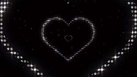Silver Sparkling Heart Shape Outline Animation on Black Background Stock Footage 341820581