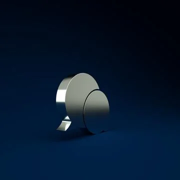 Silver Speech bubble chat icon isolated on blue background. Message icon. Com Illustrazione stock