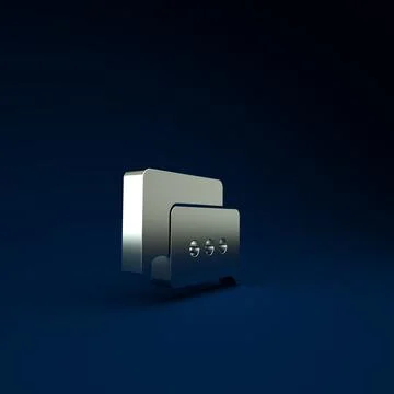 Silver Speech bubble chat icon isolated on blue background. Message icon. Com Stock Illustration