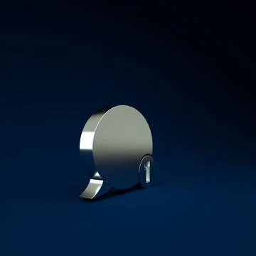 Silver Speech bubble chat icon isolated on blue background. Message icon. Com Illustrazione stock