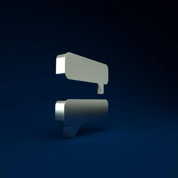 Silver Speech bubble chat icon isolated on blue background. Message icon. Com Stock Illustration