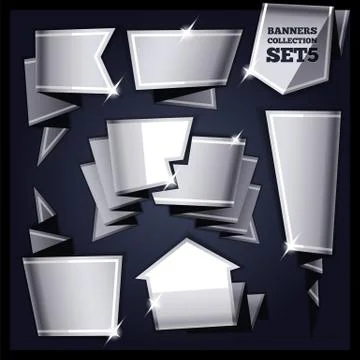 Silver Speech Bubbles Collection Set Stock Illustration