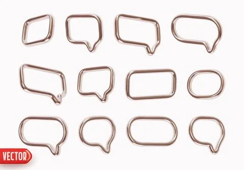 Silver Speech bubbles. Minimal silver metal set of chat dialog bubble line .. Stockillustratie