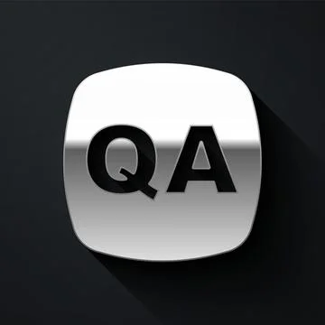 Silver Speech bubbles with Question and Answer icon isolated on black background Stock Illustration