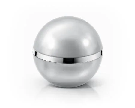 Silver sphere cosmetic jar on white background Stock Photos