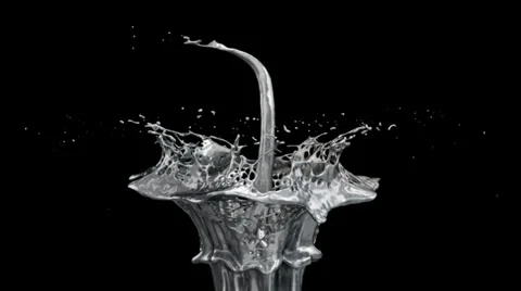 Silver splash in extreme slow motion, alpha channel included (FULL HD) Stock Footage 36858116