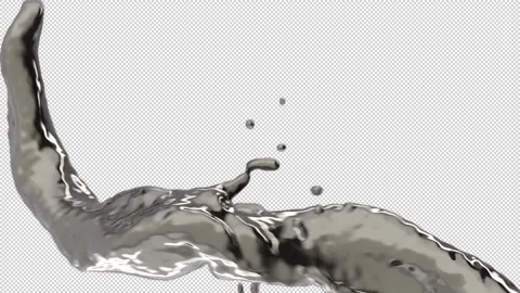 Silver Splash Transparent Background. Animation 3D Video stock 233939555