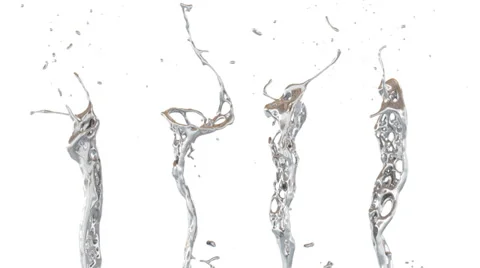 Silver splashes in slow motion, isolated on white (FULL HD) Video stock 36506873