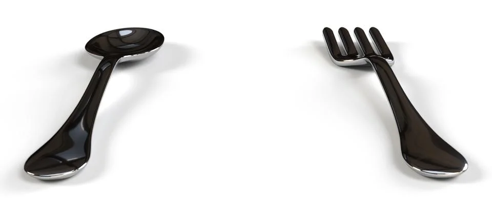 Silver Spoon And Fork 3D Render Stock Illustration