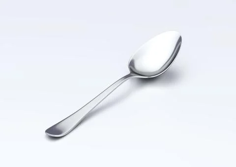 Silver spoon isolated on white with clipping path. 3d render Stock Illustration