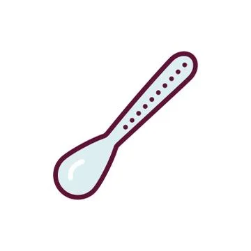 Silver spoon line icon. Isolated vector element. Stock Illustration