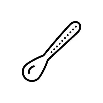 Silver spoon line icon. Isolated vector element. Stock Illustration