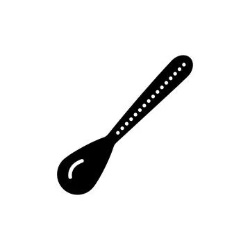 Silver spoon line icon. Isolated vector element. Stock Illustration
