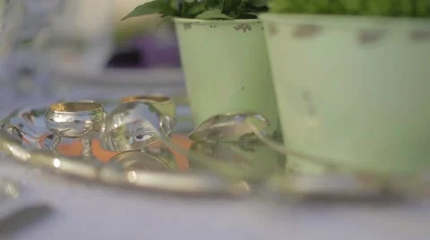 Silver spoon rack focus Stock Footage 54194215