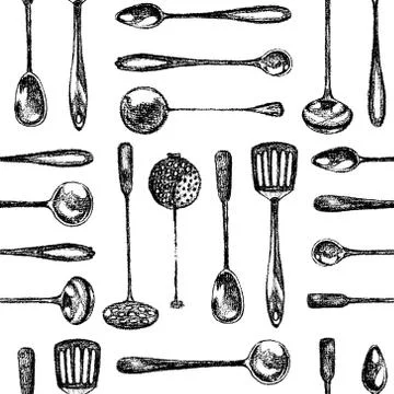 Silver spoons pattern 스톡 일러스트