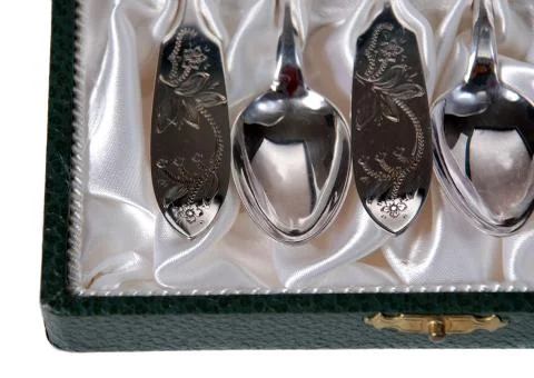 Silver spoons Stock Photos