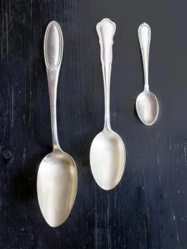 Silver spoons Stock Photos